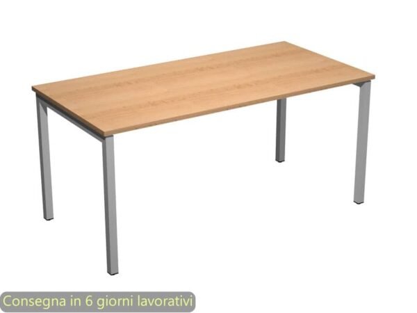 Scrivania piano faggio 180x80xH.72,5 cm gamba a ponte in metallo grigio linea Presto Venere Plus  Artexport - 665/6