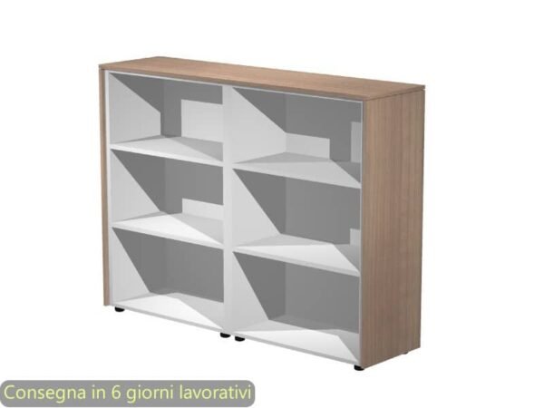 Mobile a giorno medio doppio top doppio 163x43xH.119,8 cm top e fianchi grigio alluminio Flora Artexport 935C/K