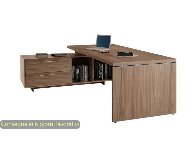 Scrivania manageriale ciliegio arabis 225x170x74 cm gamba a pannello con mobile portante linea Flora – 902RIT/K