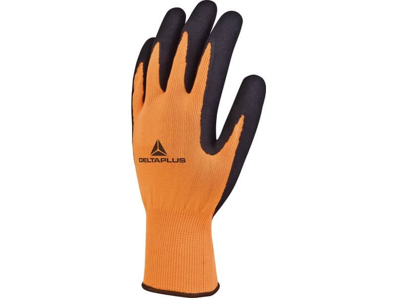 Guanto da lavoro Delta Plus Apollon VV733 in maglia poliestere arancio-nero taglia 9 – VV733OR09