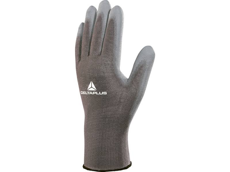 Guanti da lavoro Delta Plus in maglia di poliammide con palmo in poliuretano grigio  taglia 7 – VE702GR07