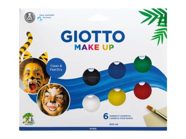 Set di 6 ombretti cosmetici GIOTTO Make Up bianco, rosso, nero, giallo, verde, blu 476200