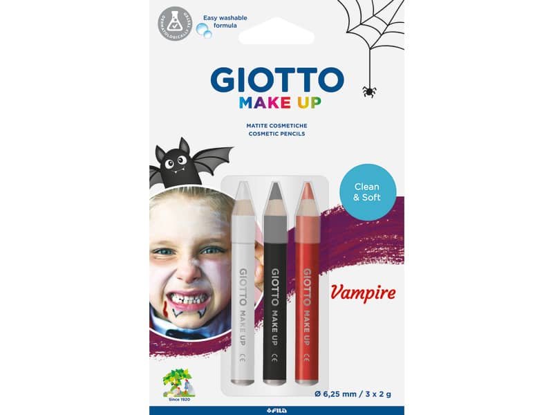 Tris tematico di matite cosmetiche GIOTTO Bianco, Nero, Rosso – Vampire conf. 3 pezzi – 473500