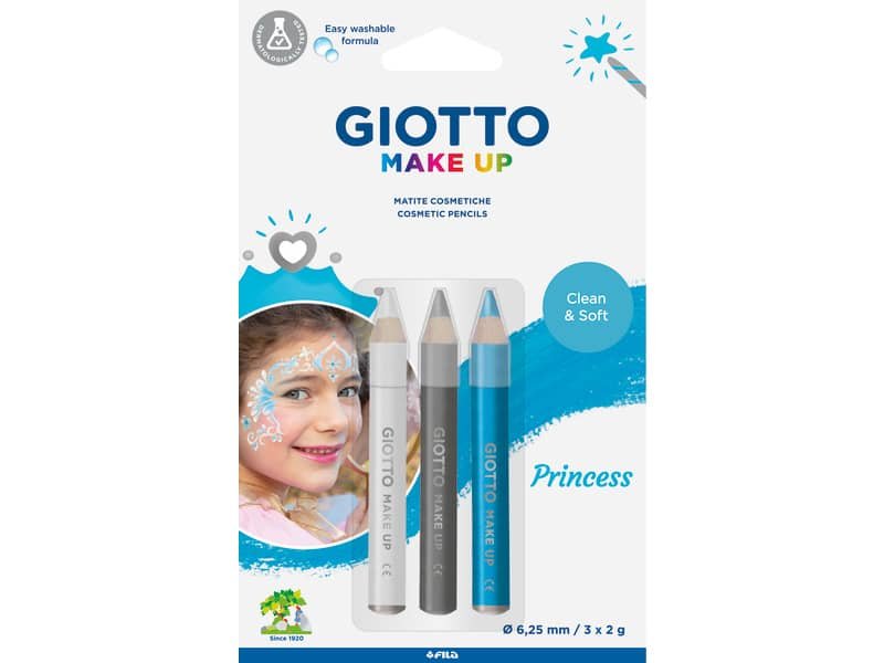 Tris tematico di matite cosmetiche GIOTTO bianco, argento, azzurro – Princess conf. 3 pezzi 473400