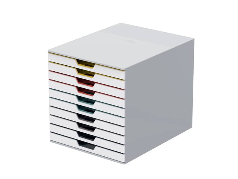 Cassettiera DURABLE Varicolor© 10 cassetti 28×35,6×29,2 cm profili colorati – 63027