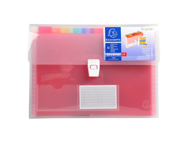 Classificatore Crystal Colours chiusura scatto 33×25 cm – 13 scomparti – cristallo – 55298E