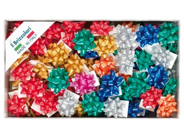 Stelle adesive per pacchi regalo Brizzolari 6,5 mm  35 mm assortiti opaco  conf. 100 - 2900