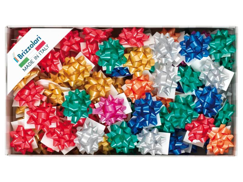 Stelle adesive per pacchi regalo Brizzolari 6,5 mm  35 mm assortiti opaco  conf. 100 – 2900