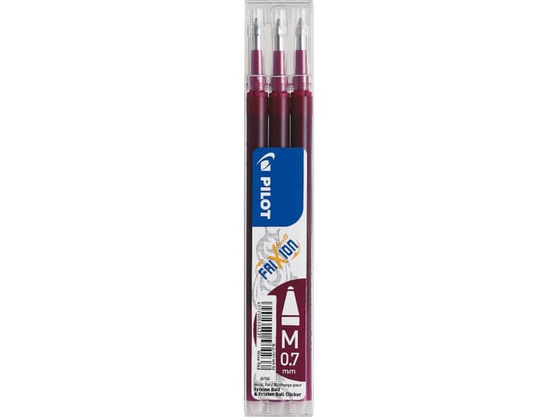 Refill penne a sfera Pilot Frixion Ball e Clicker 0,7 mm rosso vino Set 3 pezzi ? 6852