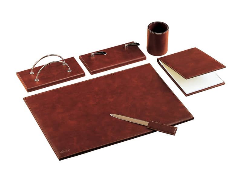 Set da scrivania classico Munari in similpelle bruciato 6 pezzi – 22028MU2300