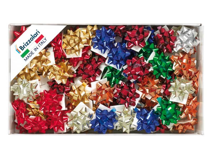 Stelle adesive per pacchi regalo Brizzolari 6,5 mm  35 mm assortiti lucido  conf. 100 – 2970