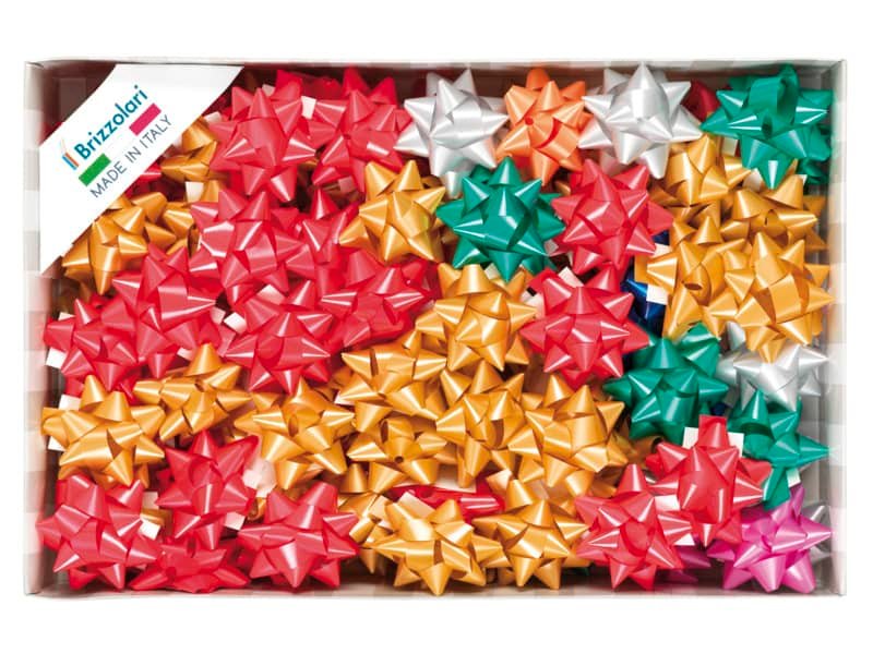 Stelle adesive per pacchi regalo Brizzolari 14 mm  65 mm assortiti opaco conf. 100 – 3100