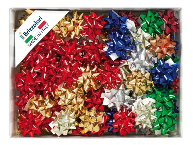 Stelle adesive per pacchi regalo Brizzolari 10 mm  50 mm assortiti lucido  conf. 100 – B.15