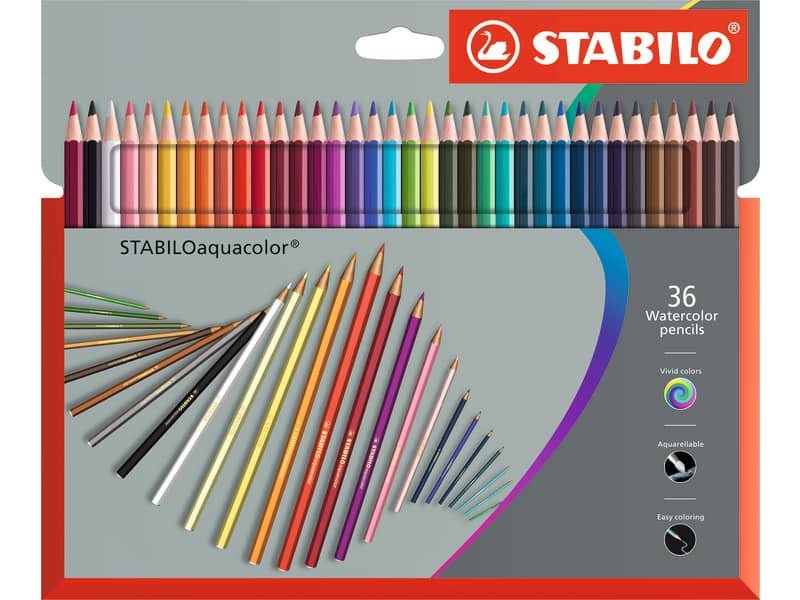 Matite colorate acquerellabili Stabilo aquacolor© astuccio in cartone assortiti Conf. 36 pezzi – 1636-7