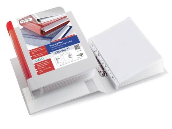 Raccoglitore personalizzabile Sei Rota Stelvio TI A4 - 2 anelli D 50 mm - dorso 5,5 cm bianco - 35504601