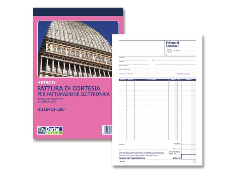 Blocco fatture di cortesia data ufficio 21,5×14,5 cm 33×3 copie autoricalcanti DU16413FE00