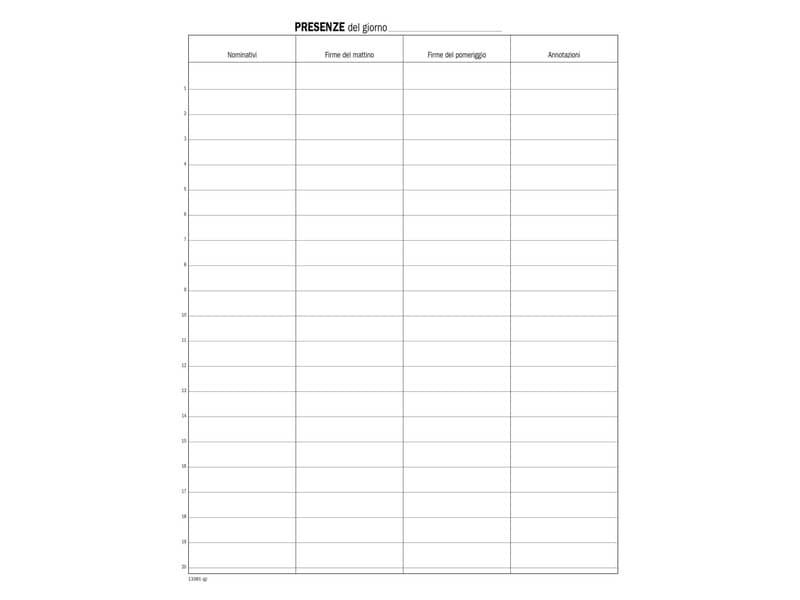Registro firme presenza data ufficio 49 pagg. 31×24,5 cm DU133810000