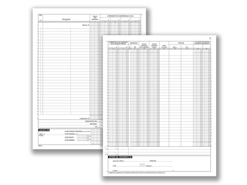 Registri dei corrispettivi data ufficio 36 pagg. numerate 31×24,5 cm DU1386N0000