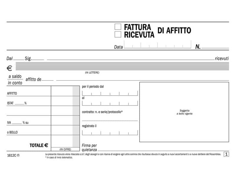 Blocco ricevute-fatture di affitto flex 10×16,8 cm – 50×2 copie autoricalcanti DU1612C0000