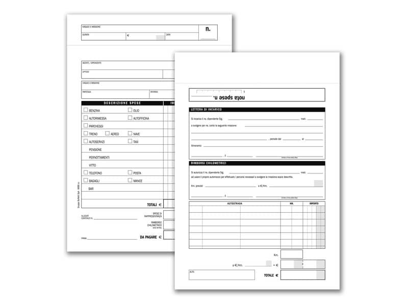 Buste-Nota spese da rimborsare Data Ufficio – 25 buste staccabili con voci prestampate – 23×16 cm 666600000