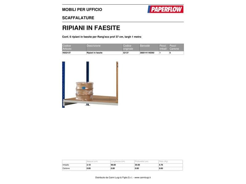 Scaffalature metalliche Paperflow Rang’Eco copriripiani faggio Conf. 6 ripiani – K652137