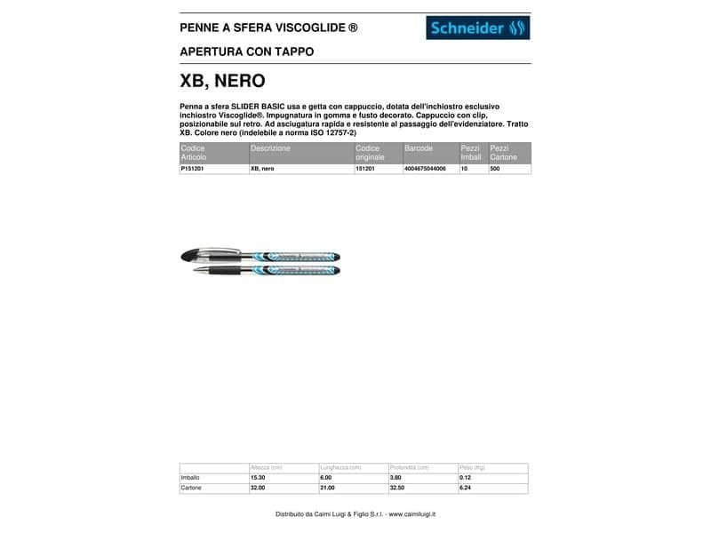 Penna a sfera Schneider Slider Basic tratto XB nero P151201