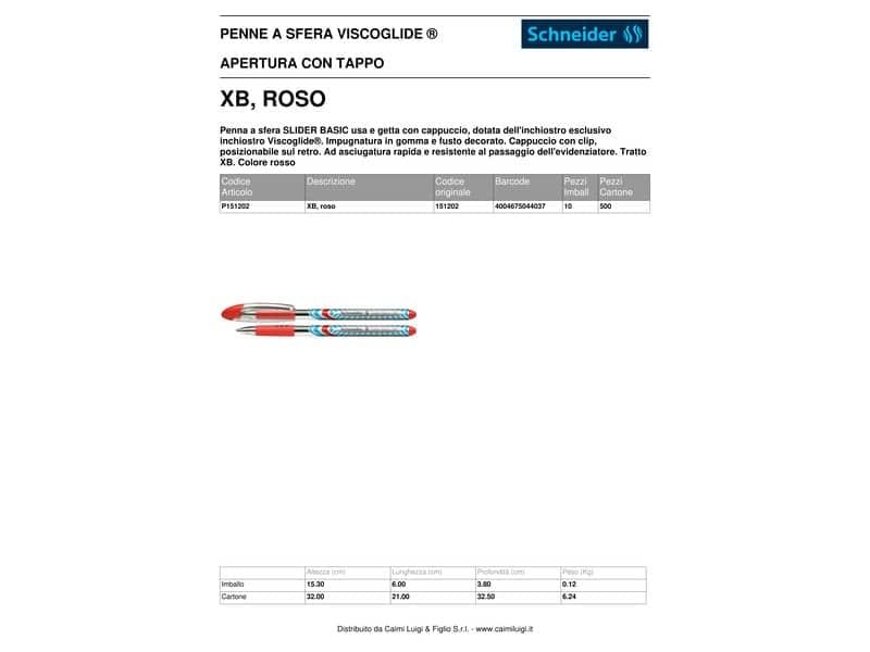 Penna a sfera Schneider Slider Basic tratto XB rosso P151202