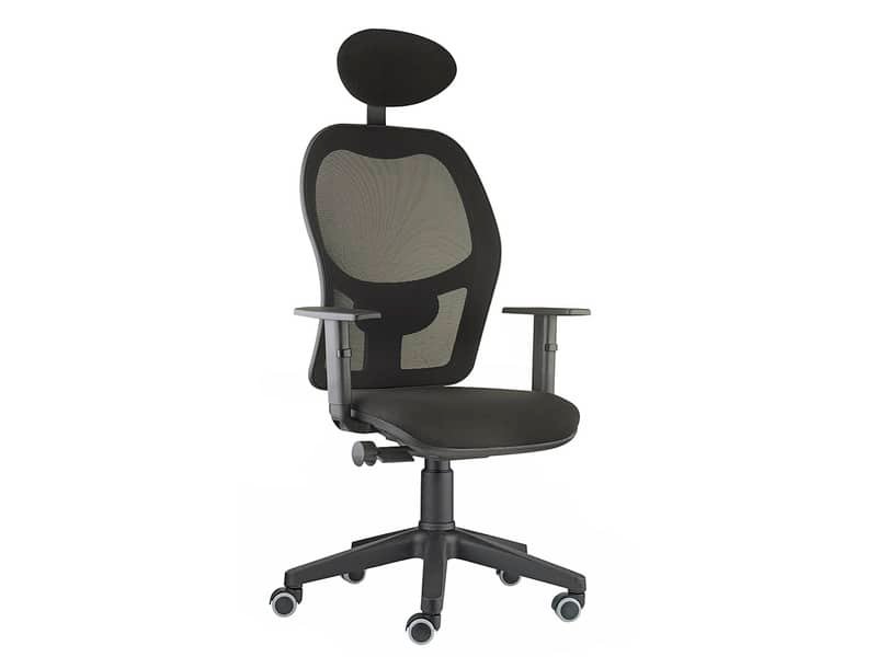 Sedia operativa girevole Unisit Hubble HUHUPG con poggiatesta – rivestimento ecopelle nero + braccioli HUHUPG/BR/KN