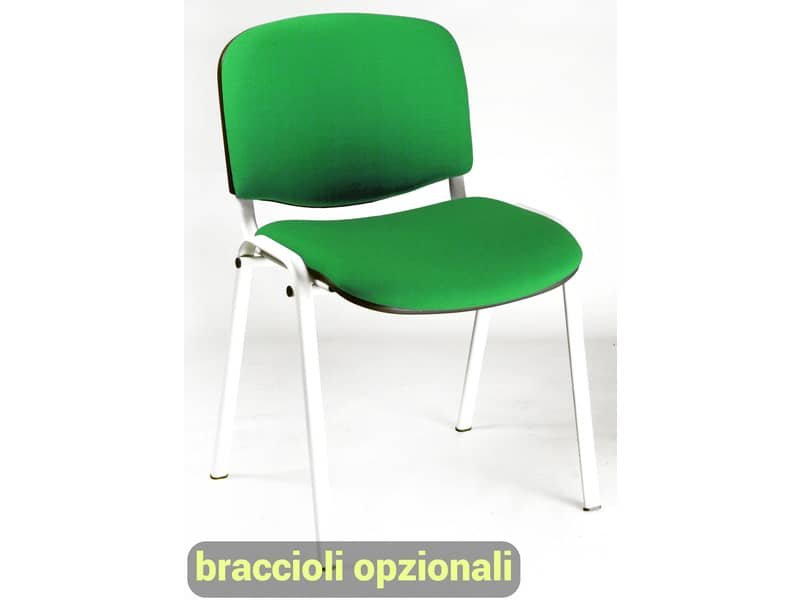Sedia visitatore 4 gambe Unisit Dado D5B acciaio bianco – rivestimento eco verde – Conf. 2 pezzi – D5B/2/EV