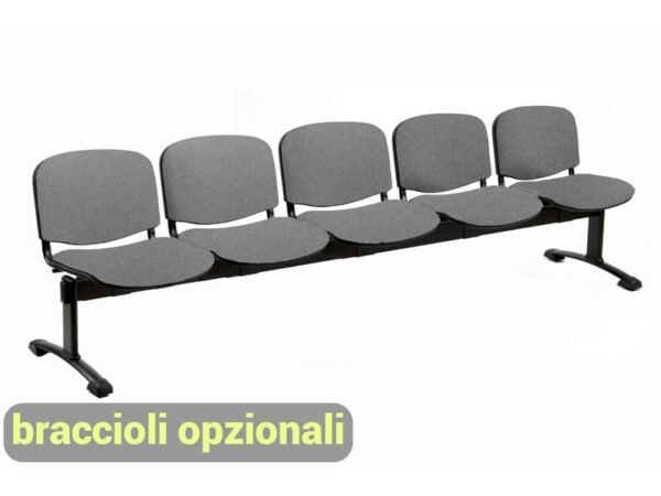 Panca 5 posti attesa Unisit Dado D55P - rivestimento ignifugo grigio scuro D55P/IT