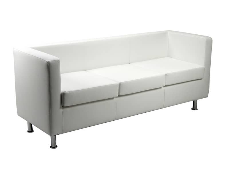 Divano attesa 3 posti Unisit Pragma PR3 schienale fisso – rivestimento in ecopelle bianco – PR3/KQ