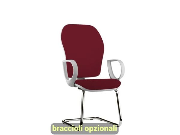 Sedia operativa interlocutore su slitta Unisit Hubble Grafix HUHUSGR schienale rete nero - sedile ignifugo bordeaux