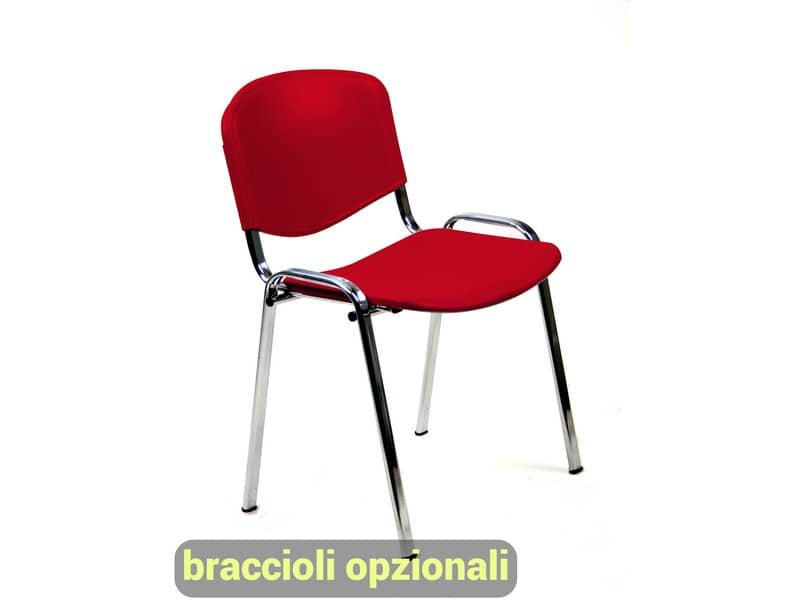Sedia visitatore a 4 gambe Unisit Dado D5PC – struttura cromo – PPL rosso – conf. 2 pezzi – D5PC/2/RO