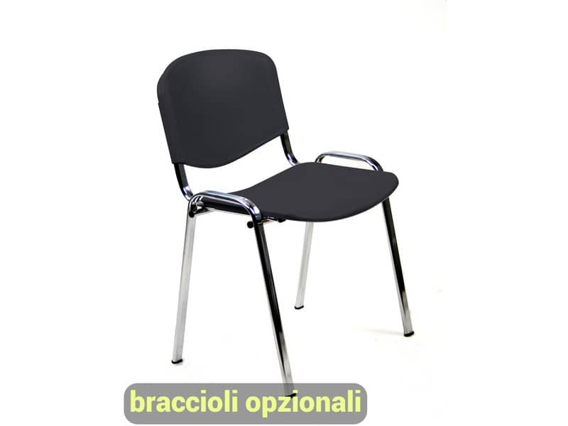 Sedia visitatore a 4 gambe Unisit Dado D5PC – struttura cromo – PPL nero – conf. 2 pezzi – D5PC/2/NE