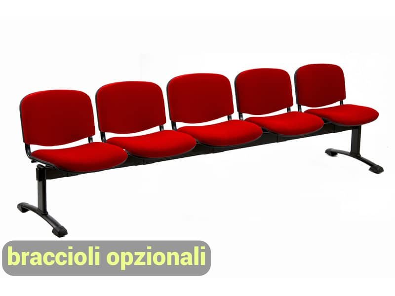 Panca 5 posti attesa Unisit Dado D55P – rivestimento Eco rosso D55P/ER