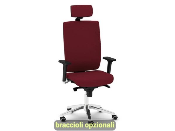 Sedia semidirezionale girevole Unisit Kind KIPGT con poggiatesta rivestimento ignifugo bordeaux - KIPGT/ID