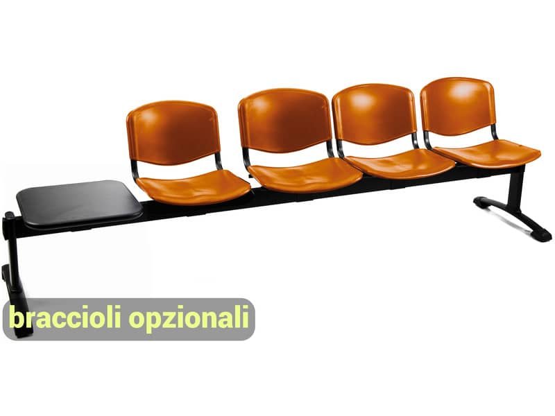 Panca 4 posti attesa Unisit Dado D54PT con tavolino – rivestimento Eco arancione – D54PT/EA