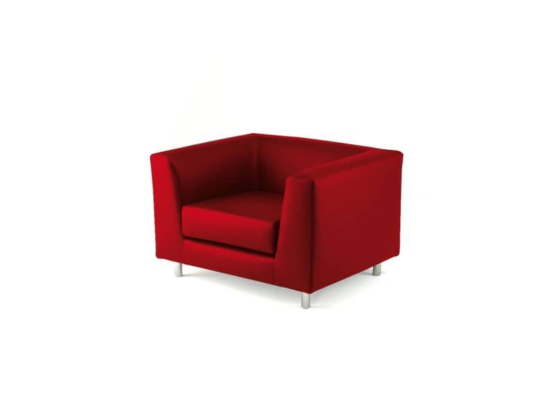 Divano attesa a 1 posto Unisit Quad QD1 schienale fisso – rivestimento tessuto ignifugo rosso – QD1/IR