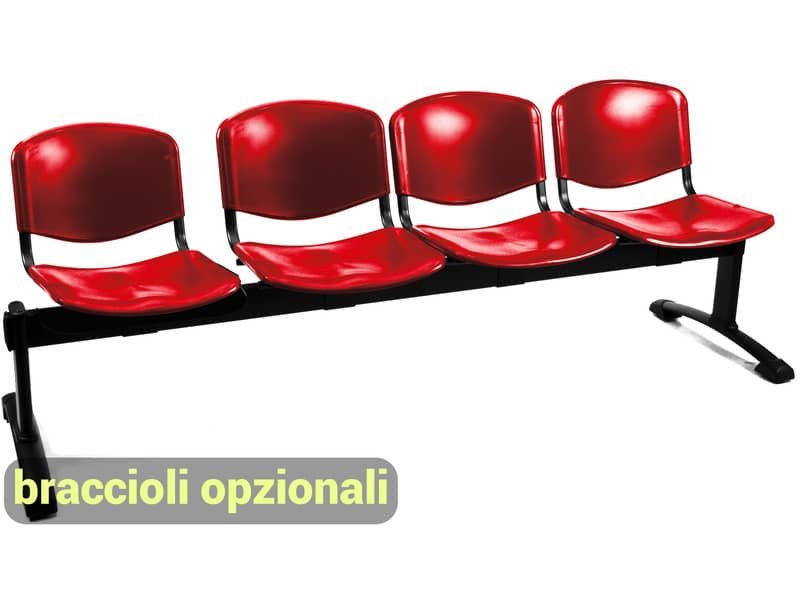 Panca 4 posti attesa Unisit Dado D54P – rivestimento ignifugo rosso D54P/IR