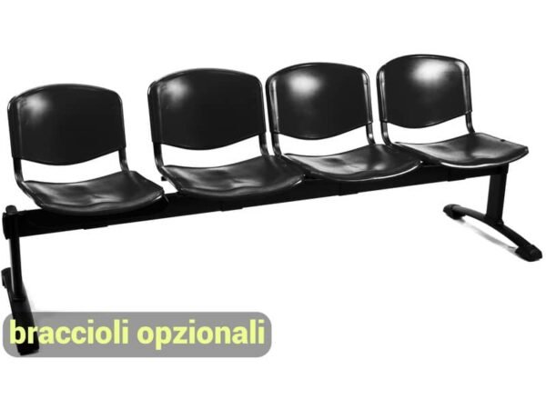 Panca 4 posti attesa Unisit Dado D54P - rivestimento ignifugo nero D54P/IN