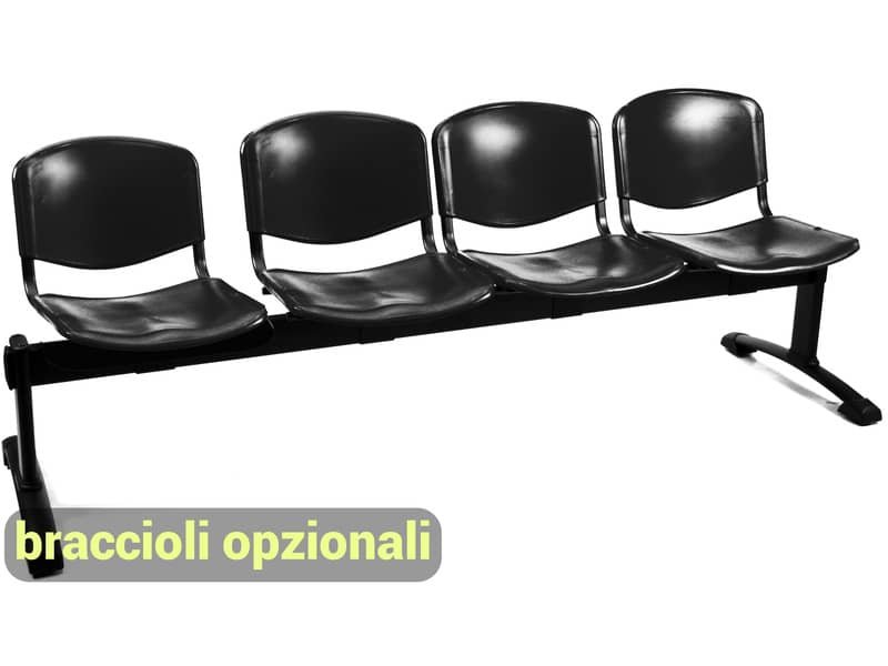 Panca 4 posti attesa Unisit Dado D54P – rivestimento ignifugo nero D54P/IN