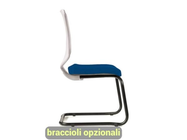 Sedia visitatore semidirezionale Unisit Newair NWBS su slitta - schienale rete bianco - rivest. fili luce bluNWBS/F11