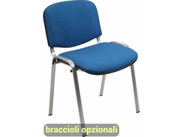 Sedia visitatore 4 gambe Unisit Dado D5G acciaio grigio - rivestimento eco blu - Conf. 2 pezzi - D5G/2/EB