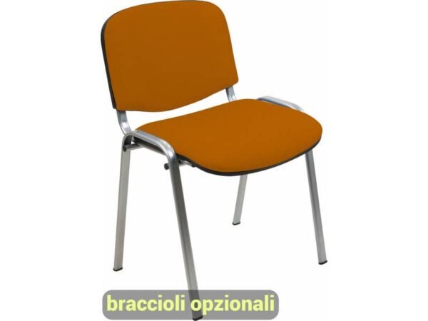 Sedia visitatore 4 gambe Unisit Dado D5G acciaio grigio - rivestimento eco arancione - Conf. 2 pezzi - D5G/2/EA