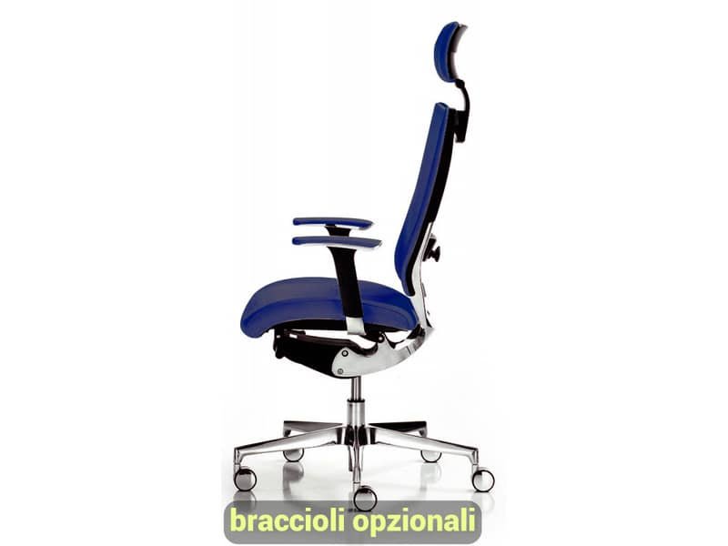 Sedia semidirezionale girevole Unisit Concept COTPG ergonomica con poggiatesta rivestimento fili luce blu – COTPG/F11