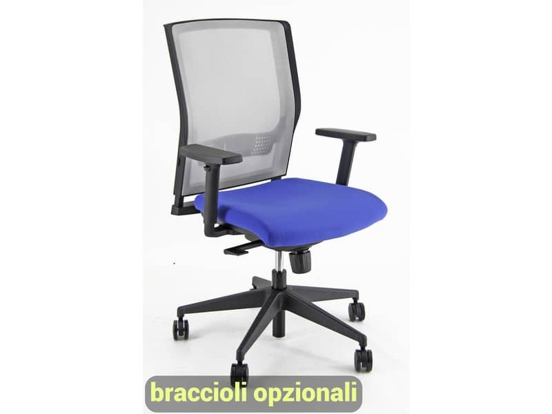 Sedia operativa girevole Unisit X Ray X2 schienale in rete grigio – rivestimento Eco blu – X2/EB