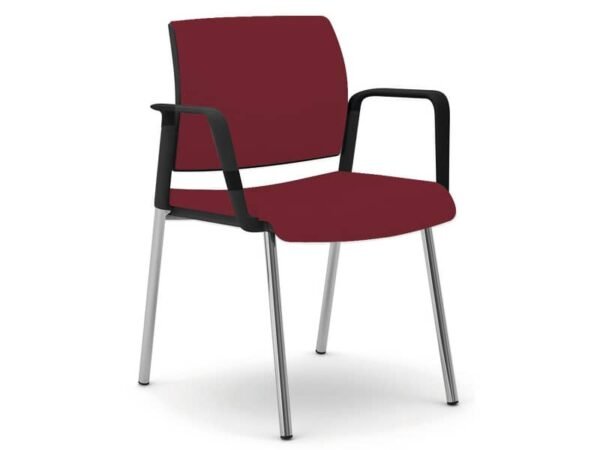 Sedia visitatore 4 gambe Unisit Kind KI4GNBR rivestimento ignifugo bordeaux - con braccioli - KI4GNBR/ID