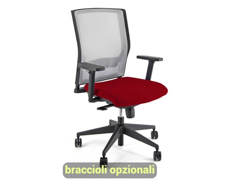 Sedia operativa girevole Unisit X Ray X2 schienale in rete grigio – rivestimento Eco rosso – X2/ER