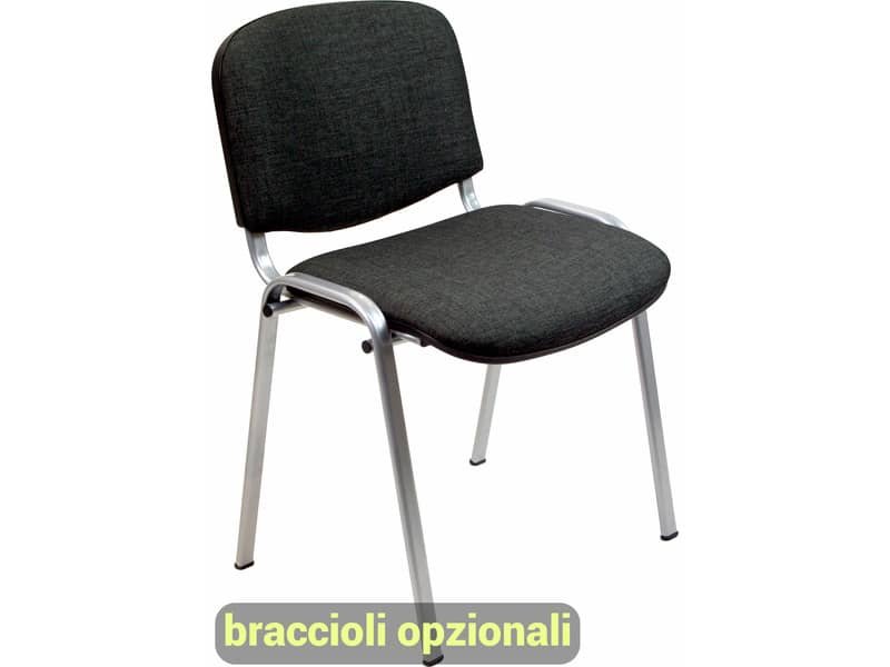 Sedia visitatore 4 gambe Unisit Dado D5G acciaio grigio – rivestimento eco nero – Conf. 2 pezzi – D5G/2/EN