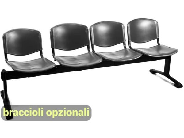 Panca 4 posti attesa Unisit Dado D54P - rivestimento Eco grigio scuro D54P/ET